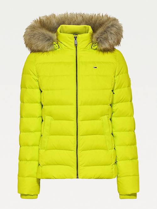 Green Tommy Hilfiger Hooded Down Women's Jackets | TH534YLQ