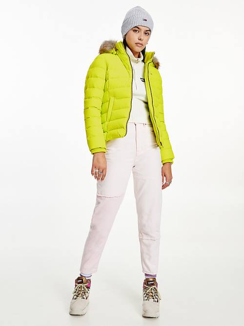 Green Tommy Hilfiger Hooded Down Women\'s Jackets | TH534YLQ