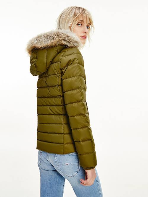 Green Tommy Hilfiger Hooded Down Women's Jackets | TH947ILA