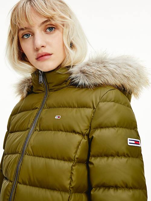 Green Tommy Hilfiger Hooded Down Women's Jackets | TH947ILA