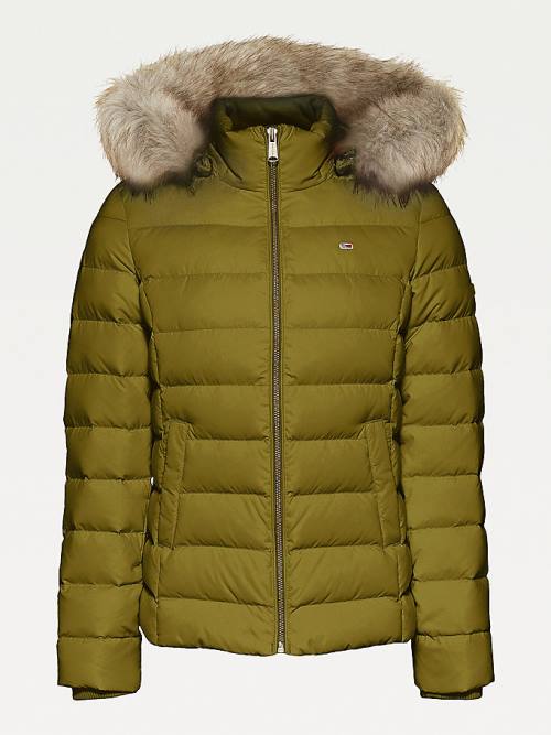 Green Tommy Hilfiger Hooded Down Women's Jackets | TH947ILA