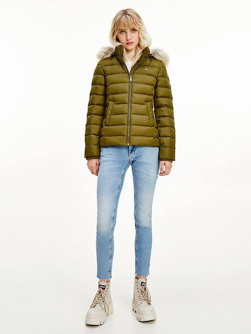 Green Tommy Hilfiger Hooded Down Women\'s Jackets | TH947ILA