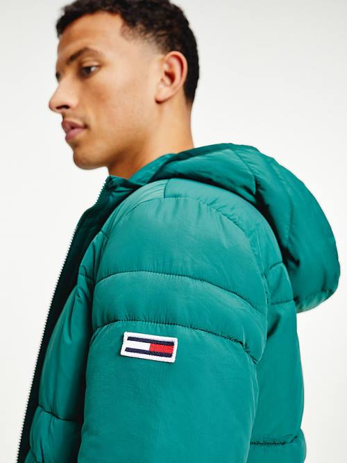 Green Tommy Hilfiger Hooded Quilted Puffer Men's Jackets | TH018PAV