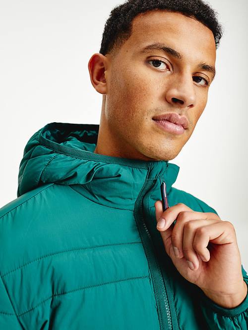 Green Tommy Hilfiger Hooded Quilted Puffer Men's Jackets | TH018PAV