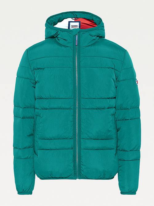 Green Tommy Hilfiger Hooded Quilted Puffer Men's Jackets | TH018PAV