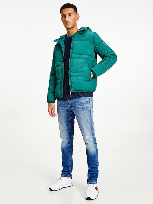 Green Tommy Hilfiger Hooded Quilted Puffer Men\'s Jackets | TH018PAV