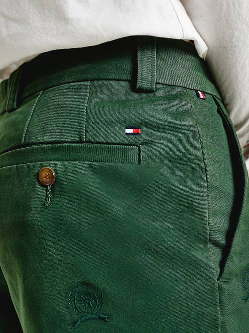 Green Tommy Hilfiger Icons Crest Embroidery Relaxed Fit Men's Pants | TH725JES