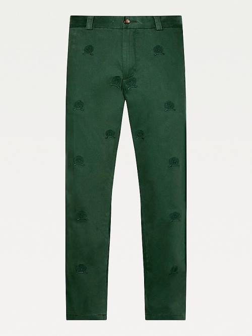 Green Tommy Hilfiger Icons Crest Embroidery Relaxed Fit Men's Pants | TH725JES