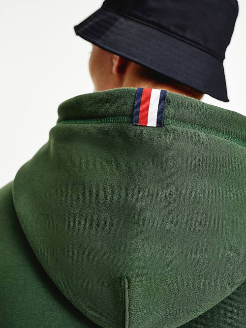 Green Tommy Hilfiger Icons Logo Embroidery Relaxed Fit Men's Hoodie | TH261HYG