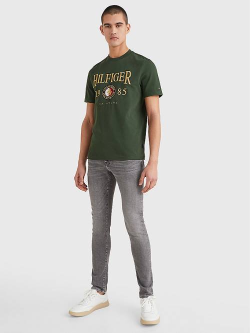 Green Tommy Hilfiger Icons Relaxed Fit Men's T Shirts | TH590OPQ