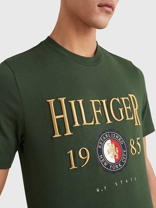 Green Tommy Hilfiger Icons Relaxed Fit Men's T Shirts | TH590OPQ