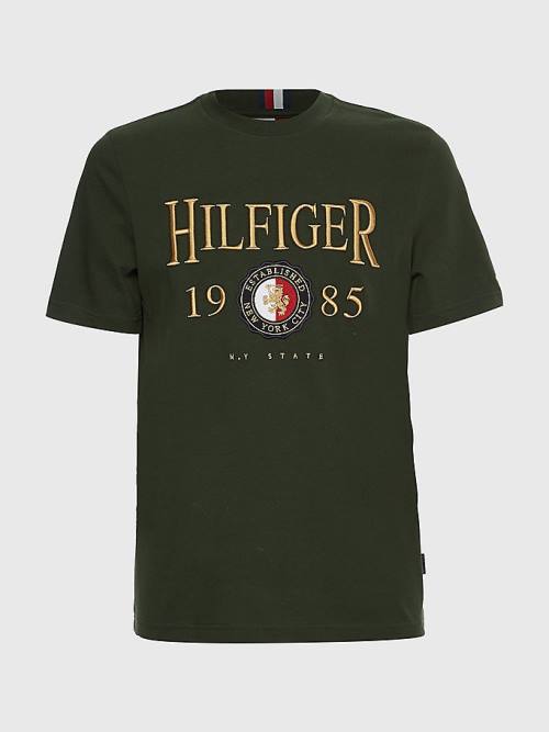 Green Tommy Hilfiger Icons Relaxed Fit Men's T Shirts | TH590OPQ