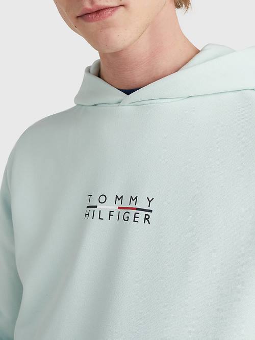 Green Tommy Hilfiger Logo Embroidery Men's Hoodie | TH246RKN