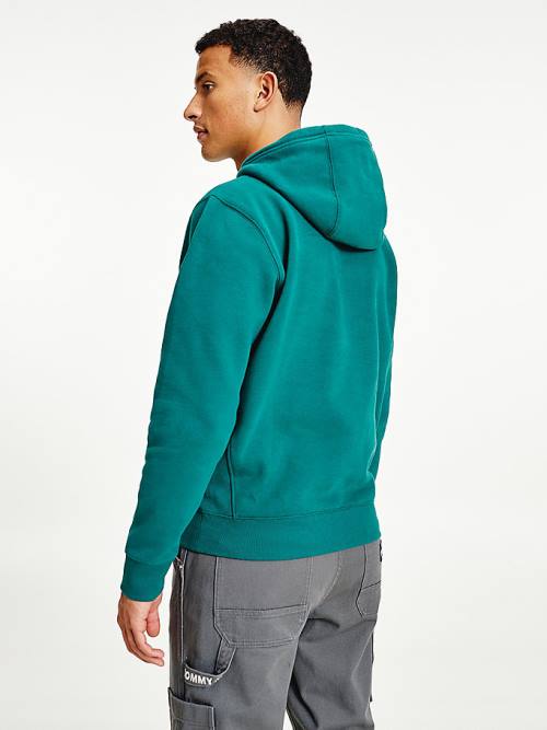 Green Tommy Hilfiger Logo Men's Hoodie | TH724HNJ