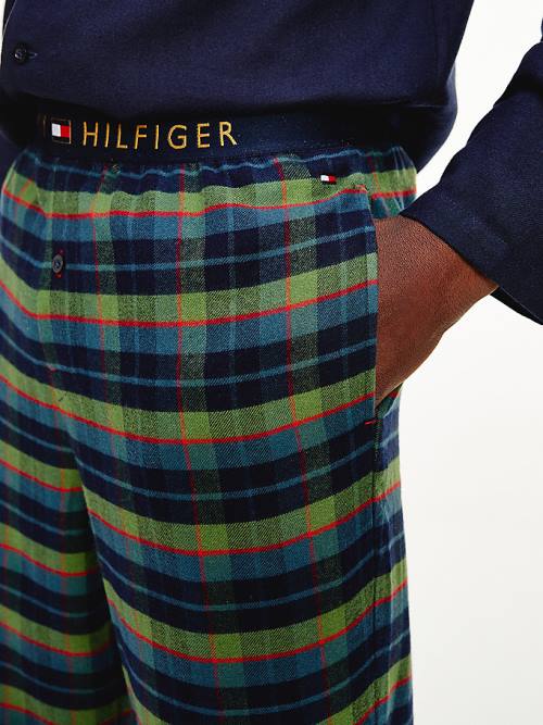 Green Tommy Hilfiger Long Sleeve Check Set Men's Pyjamas | TH194BLD