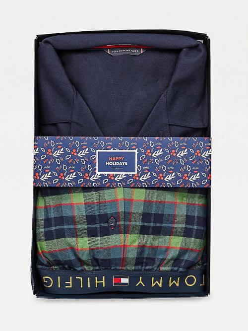 Green Tommy Hilfiger Long Sleeve Check Set Men's Pyjamas | TH194BLD