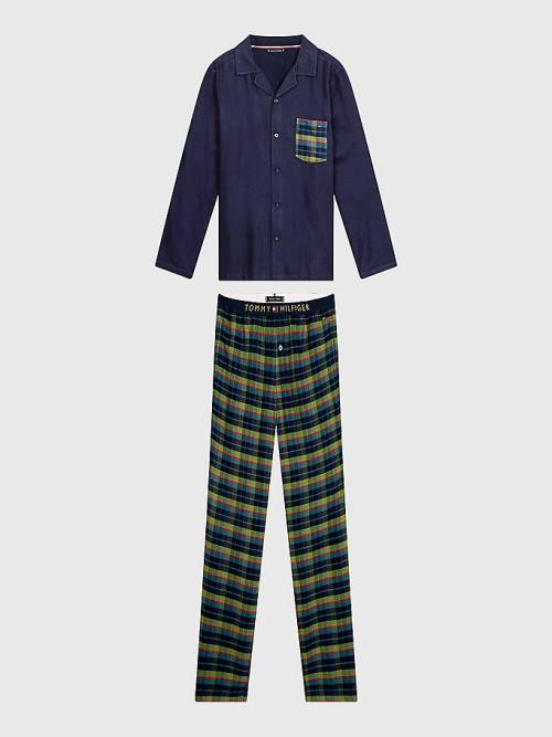 Green Tommy Hilfiger Long Sleeve Check Set Men's Pyjamas | TH194BLD