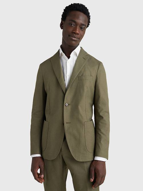 Green Tommy Hilfiger Military Canvas Men\'s Blazers | TH571SNH