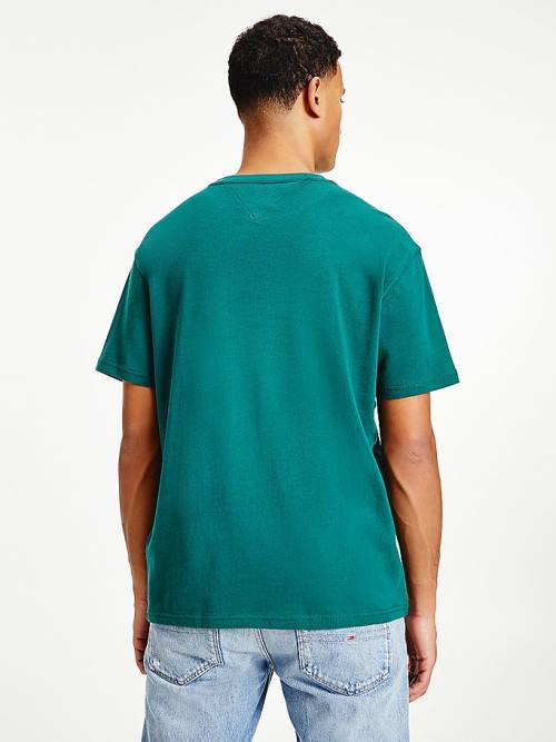 Green Tommy Hilfiger Organic Cotton Badge Men's T Shirts | TH673NBJ