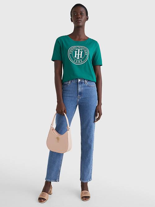 Green Tommy Hilfiger Organic Cotton Print Women's T Shirts | TH043ZYX