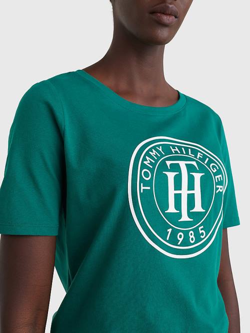 Green Tommy Hilfiger Organic Cotton Print Women's T Shirts | TH043ZYX