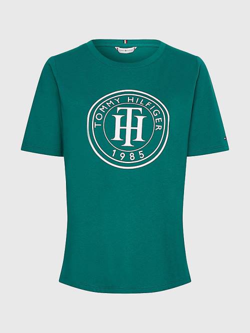 Green Tommy Hilfiger Organic Cotton Print Women's T Shirts | TH043ZYX