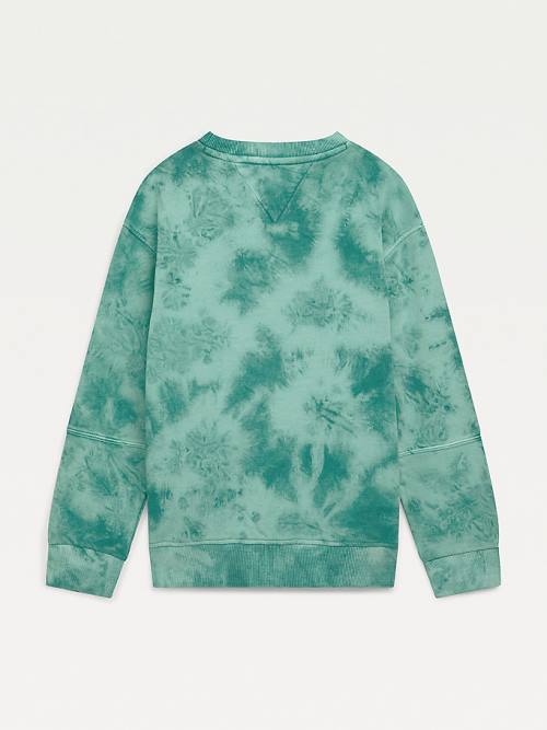 Green Tommy Hilfiger Organic Cotton Tie-Die Varsity Boys' Sweatshirts | TH297RCT