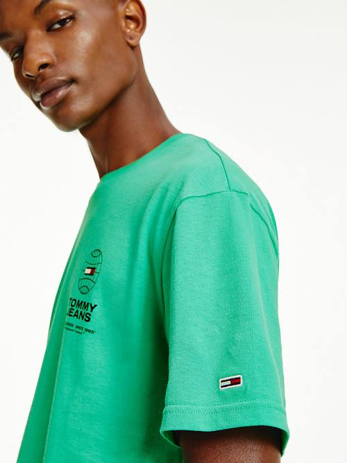 Green Tommy Hilfiger Organic Cotton Unity Logos Men's T Shirts | TH146IMR