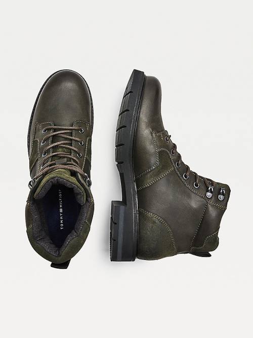 Green Tommy Hilfiger Outdoor Mixed Panel Ankle Men's Boots | TH084LZQ