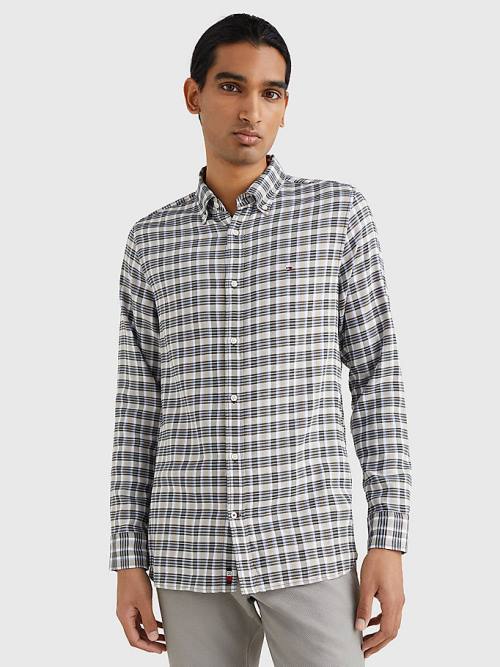 Green Tommy Hilfiger Plaid Check Slim Fit Oxford Men's Shirts | TH813BFU