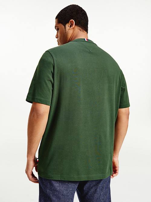 Green Tommy Hilfiger Plus Icons Relaxed Fit Men's T Shirts | TH613OMJ