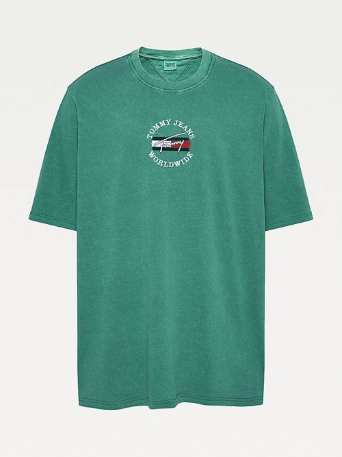 Green Tommy Hilfiger Plus Organic Cotton Logo Men's T Shirts | TH479FJV