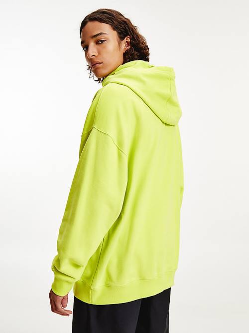 Green Tommy Hilfiger Reflective Logo Funnel Neck Men's Hoodie | TH863BYH