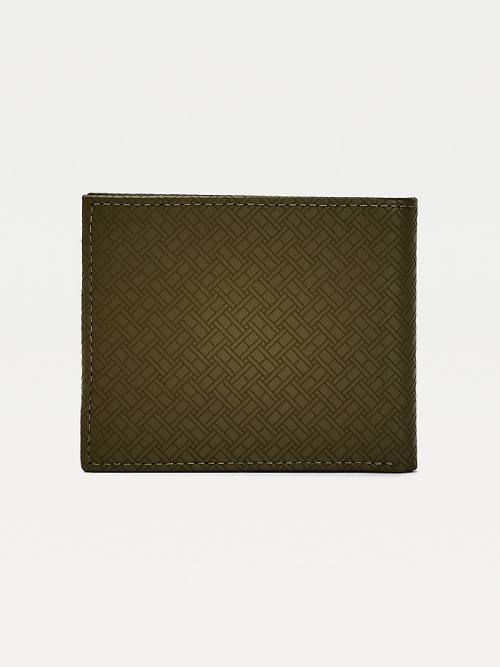 Green Tommy Hilfiger Small Leather Card Holder Men's Wallets | TH930JWS