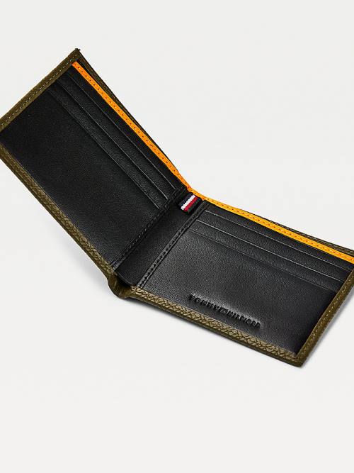 Green Tommy Hilfiger Small Leather Card Holder Men's Wallets | TH930JWS