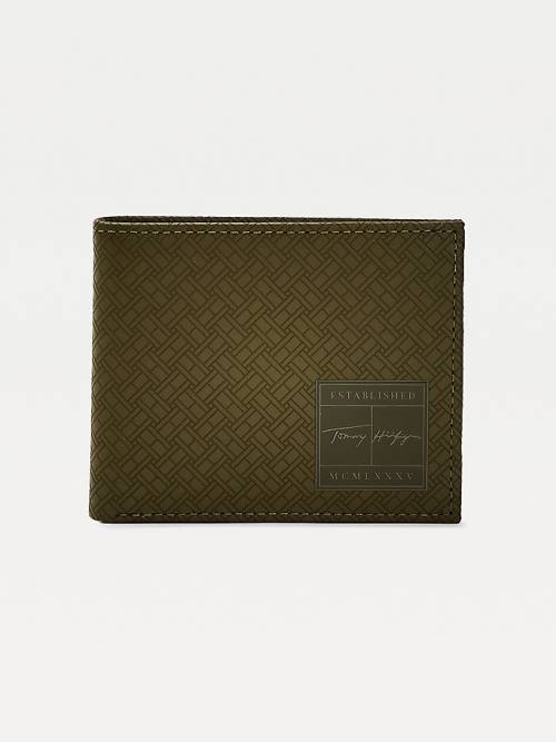 Green Tommy Hilfiger Small Leather Card Holder Men\'s Wallets | TH930JWS