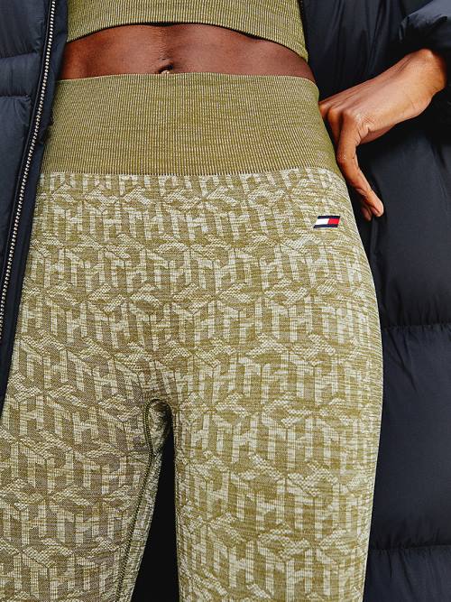 Green Tommy Hilfiger Sport Performance Full Length Seamless Women's Leggings | TH957LOM