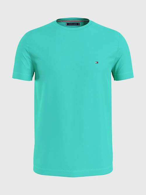 Green Tommy Hilfiger Stretch Organic Cotton Slim Fit Men's T Shirts | TH983GIW