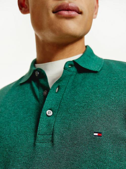 Green Tommy Hilfiger TH Flex Slim Fit Men's Polo Shirts | TH198GPC