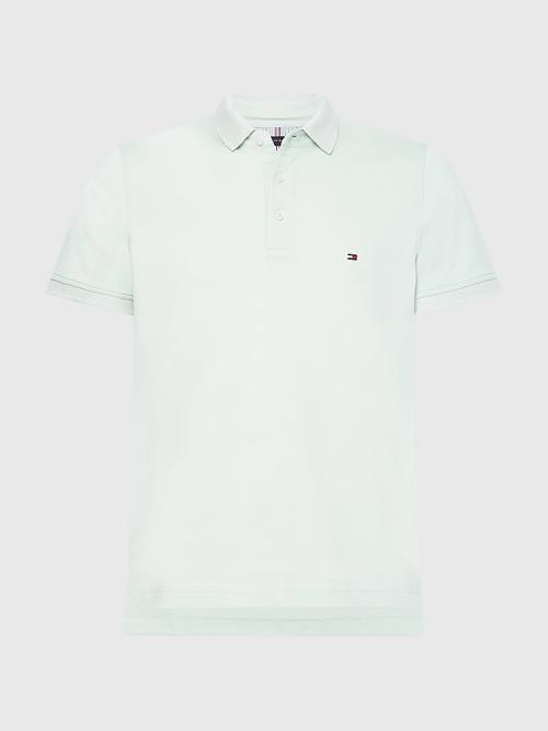 Green Tommy Hilfiger TH Flex Slim Fit Men's Polo Shirts | TH354UDQ