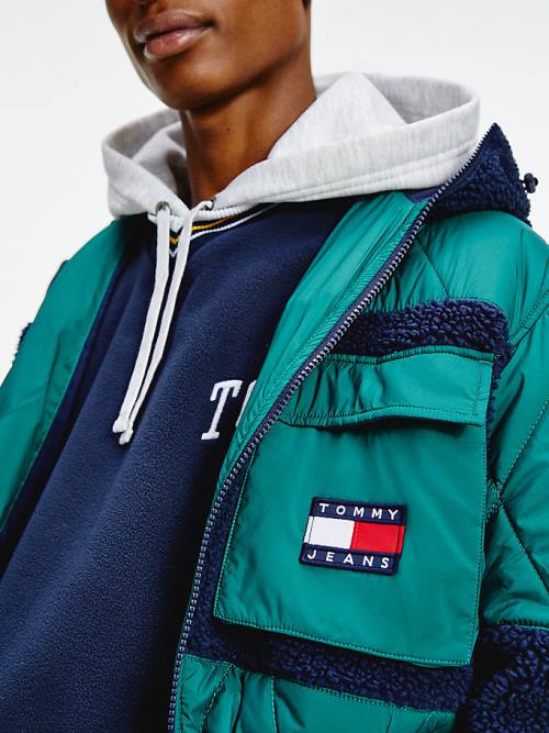 Green Tommy Hilfiger Tommy Badge Sherpa Men's Jackets | TH318LZY