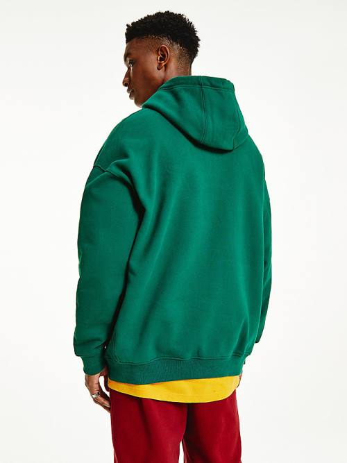 Green Tommy Hilfiger Tonal Logo Men's Hoodie | TH095LOW