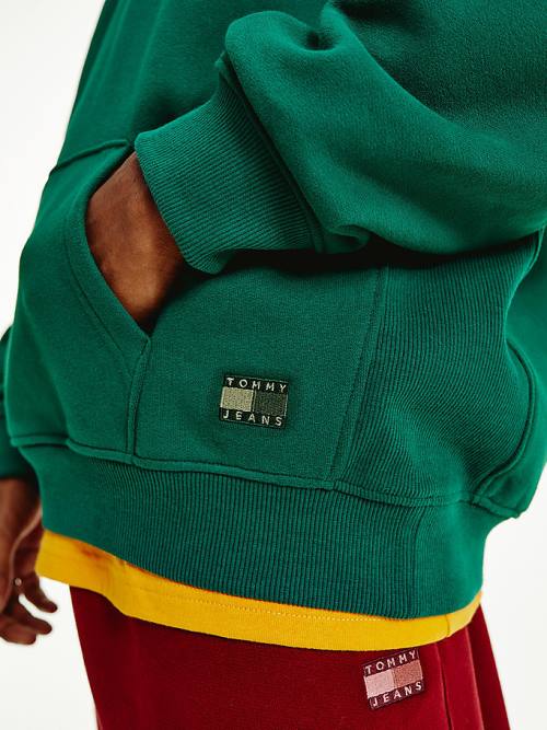 Green Tommy Hilfiger Tonal Logo Men's Hoodie | TH095LOW