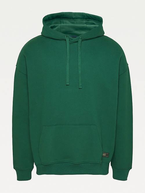 Green Tommy Hilfiger Tonal Logo Men's Hoodie | TH095LOW