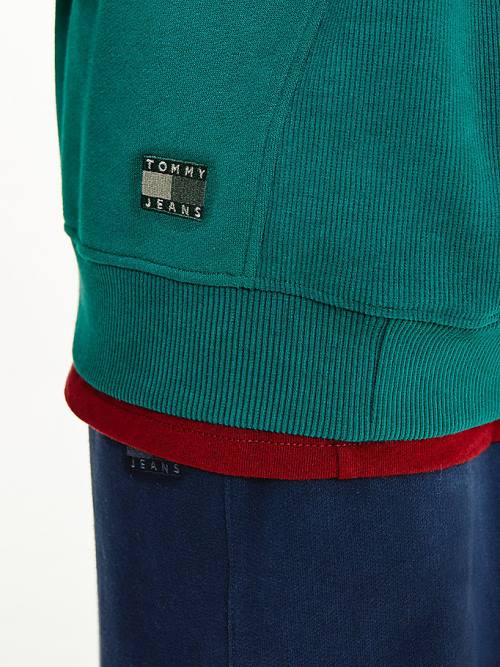 Green Tommy Hilfiger Tonal Logo Men's Sweatshirts | TH671SZL