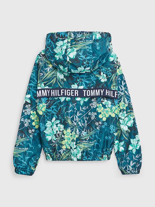 Green Tommy Hilfiger Tropical Print Chicago Windbreaker Girls' Jackets | TH941PQY