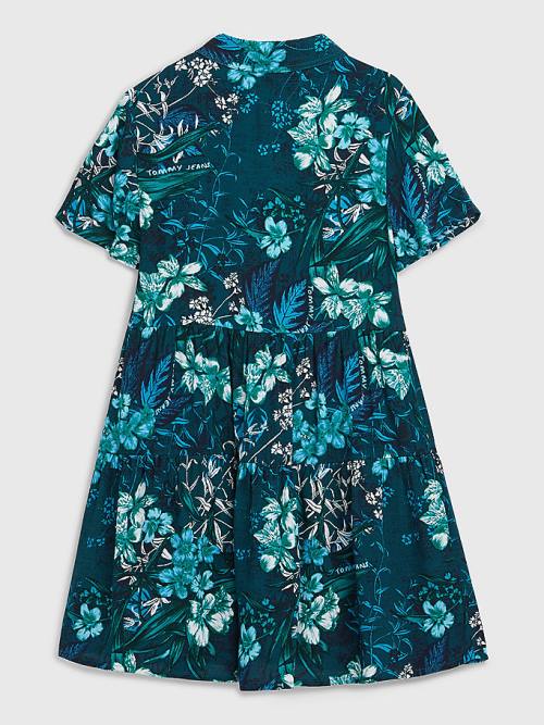 Green Tommy Hilfiger Tropical Print Shirt Girls' Dress | TH014FLV