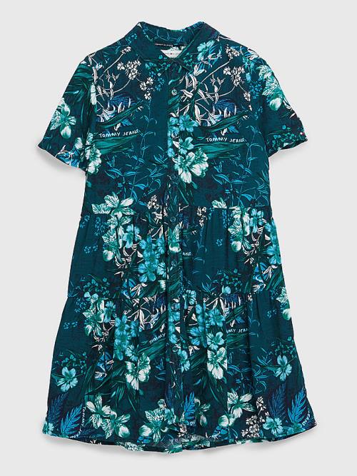 Green Tommy Hilfiger Tropical Print Shirt Girls\' Dress | TH014FLV