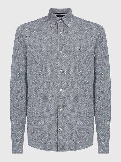 Grey Tommy Hilfiger 1985 Essential Slim Fit Knitted Men\'s Shirts | TH904GPQ