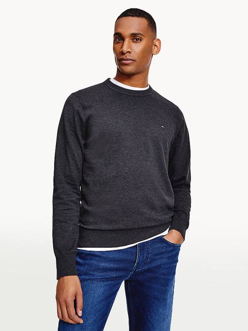 Grey Tommy Hilfiger 1985 Essential TH Flex Sweatshirt Men\'s Sweaters | TH149SBZ